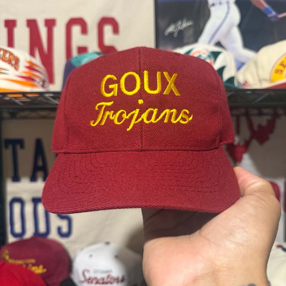 Otto Cap Vintage Goux Trojans TFO Trojan Father Maroon Snapback Hat
